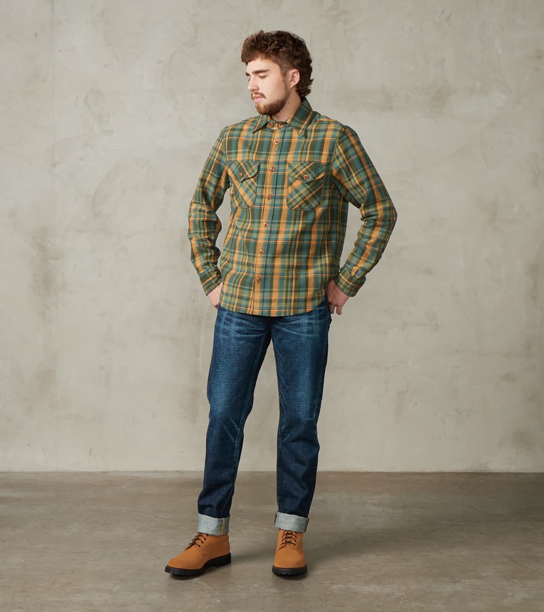 Freenote Cloth Wells - Japanese Flannel - Evergreen Plaid