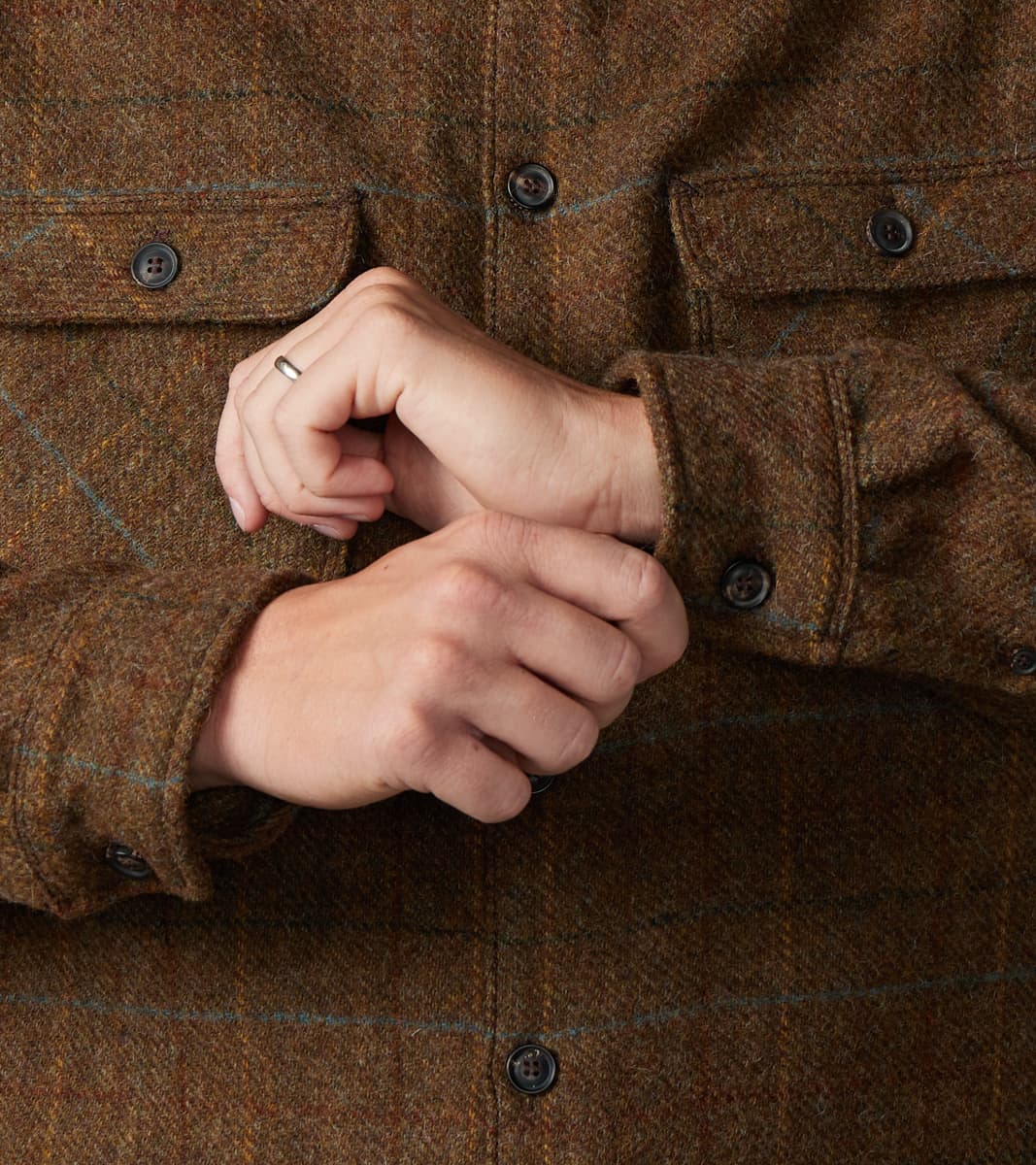 Benson - Abraham Moon® Shetland Estate Tweed - Olive Check