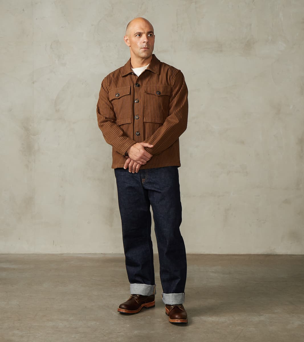 Midway - Japanese Herringbone Dobby - Brown & Indigo