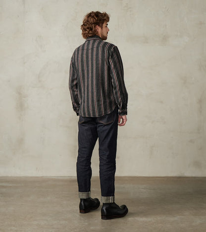 Bodie - Japanese Wool Blend Twill - Black Stripe