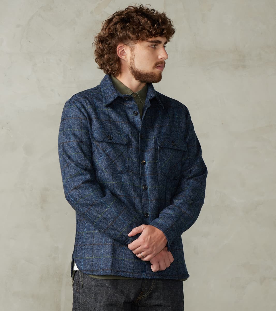 Freenote Cloth x Division Road Benson - Abraham Moon® Shetland Estate Tweed - Nav…