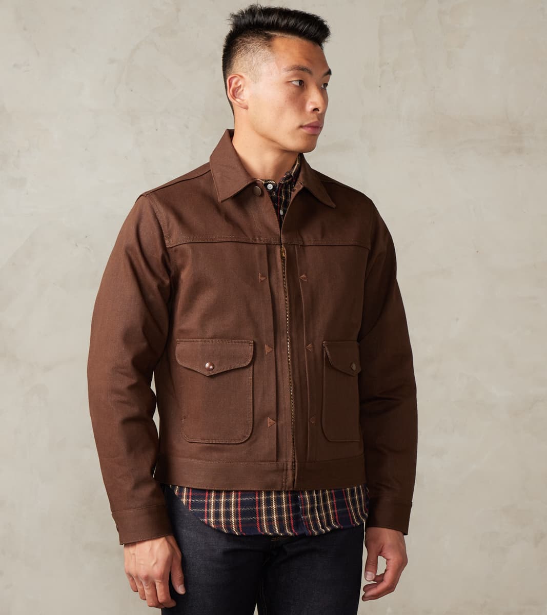 Freenote Cloth Faro Jacket - 15oz Japanese Denim - Brown