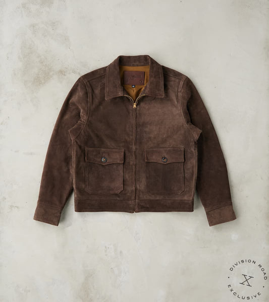 Freenote Cloth x Division Road Alcorn Leather Jacket - Italian Calf Suede - Choco…