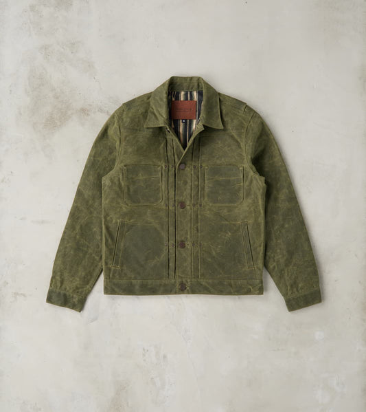 Freenote Cloth Riders Jacket - 10oz Martexin Waxed Army Duck - Olive