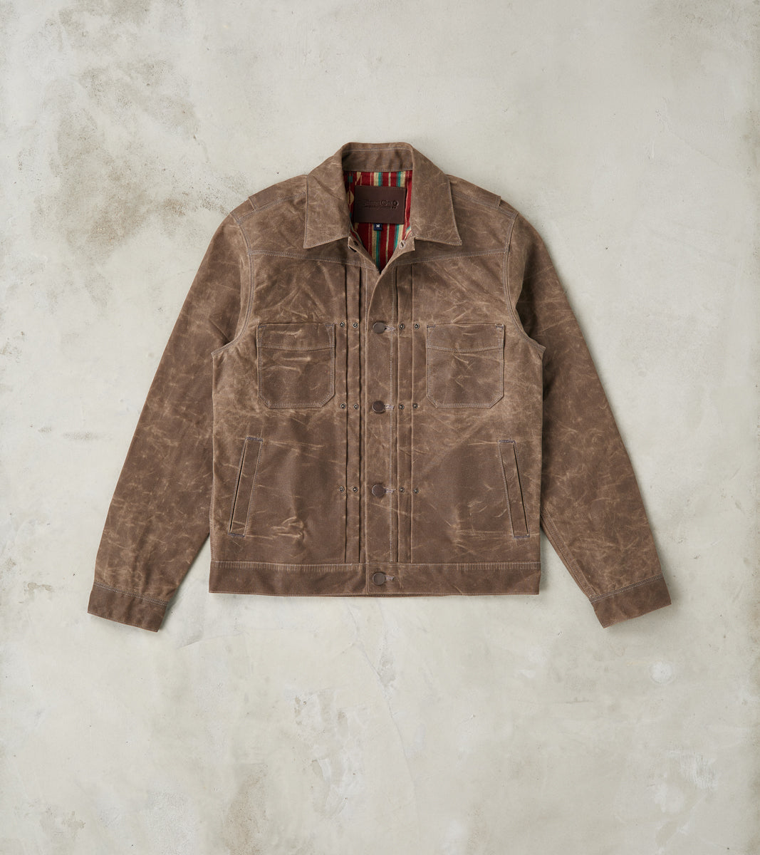 Freenote Cloth Riders Jacket - 10oz Martexin Waxed Army Duck - Oak