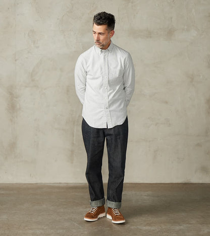 Brushed Fall Oxford - Navy Stripe