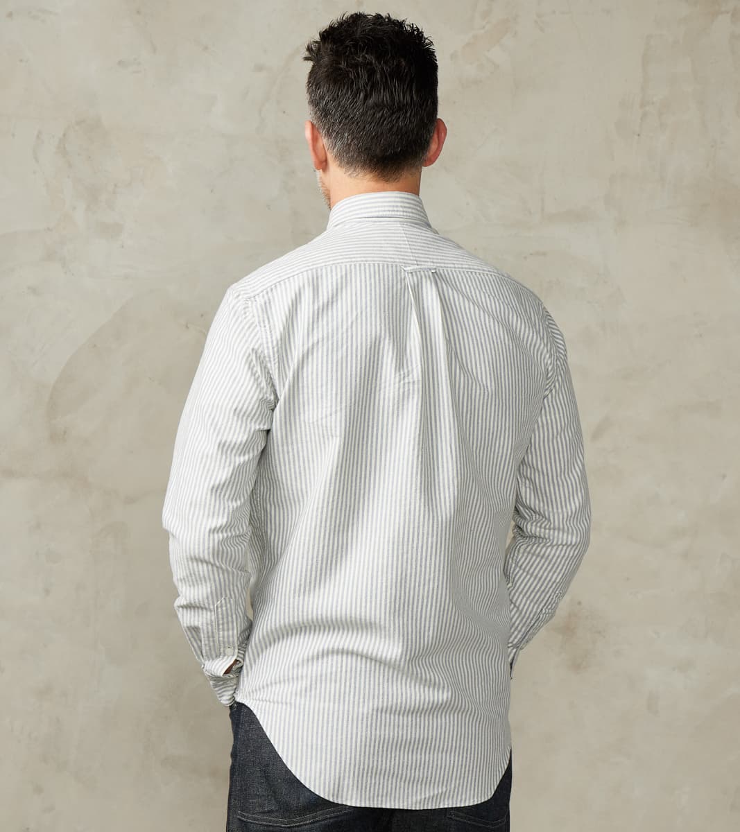 Brushed Fall Oxford - Navy Stripe