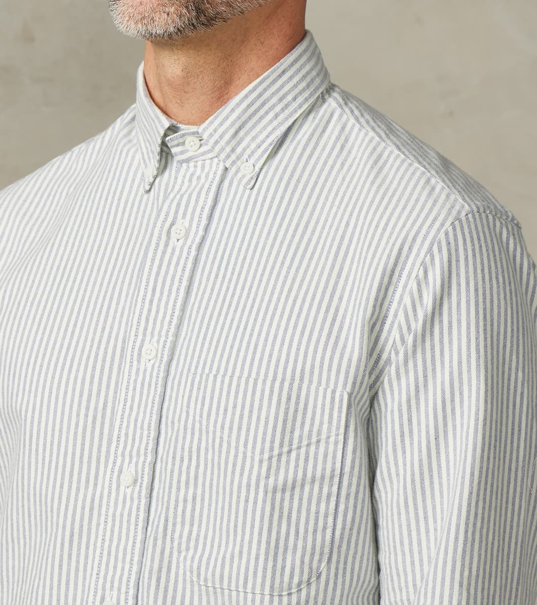 Brushed Fall Oxford - Navy Stripe