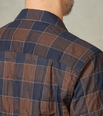 Japanese Organic Cotton Voile Checked Camp - Brown