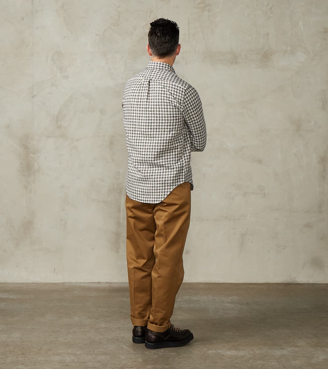 Japanese Old Slub Checked Twill - Grey