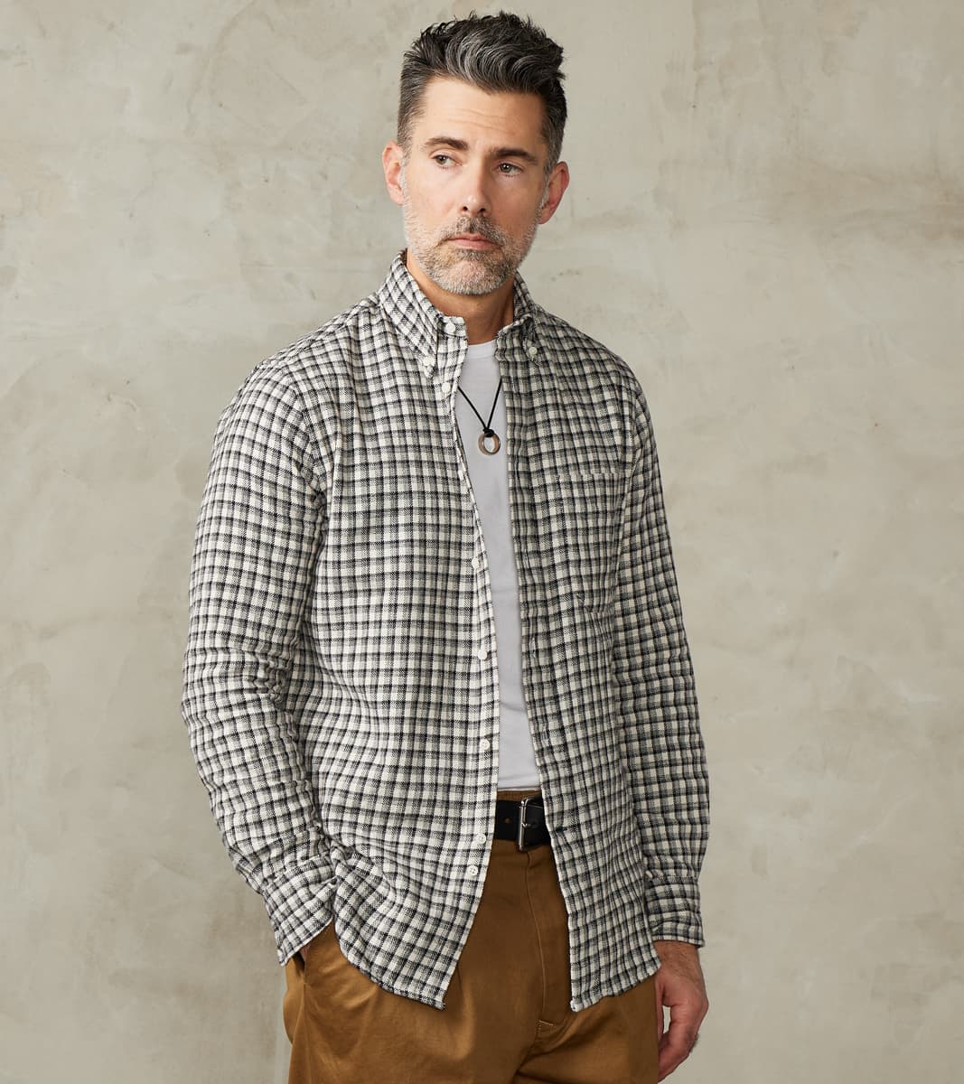 Gitman Vintage x Division Road Japanese Old Slub Checked Twill - Grey