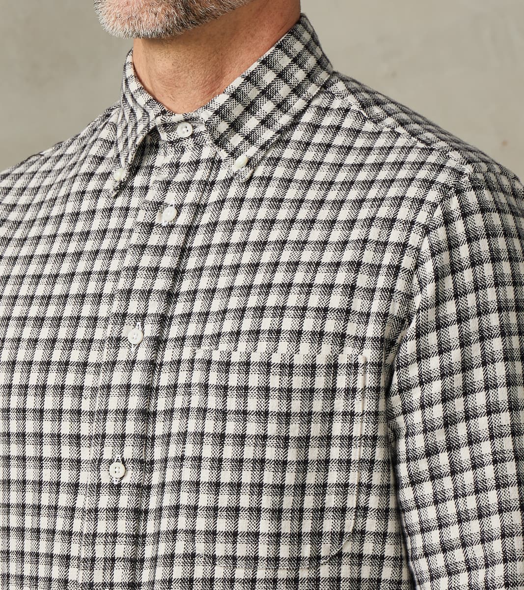 Japanese Old Slub Checked Twill - Grey