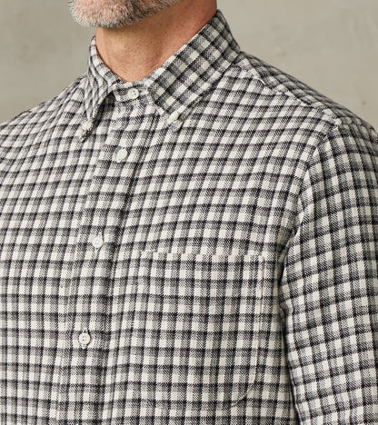 Japanese Old Slub Checked Twill - Grey