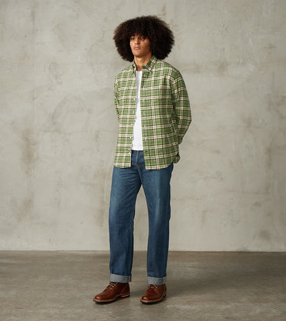 Japanese Brushed Dobby Check Camper - Green