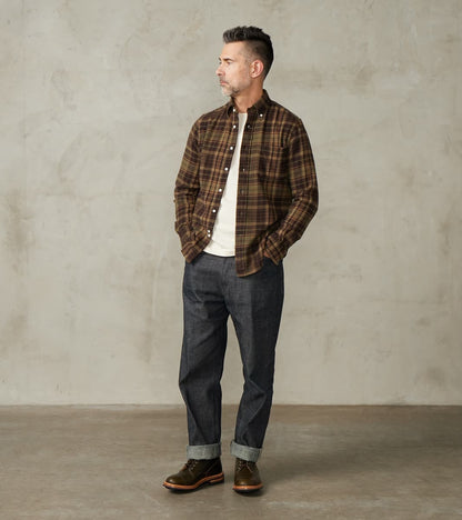 Brushed Winter Madras Check Flannel - Olive & Brown