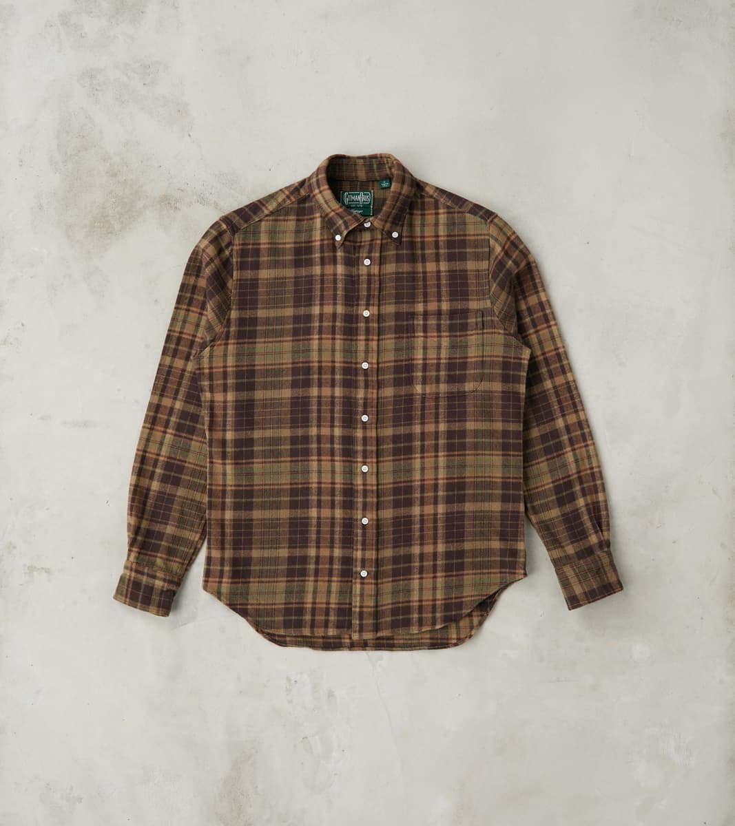 Gitman Vintage Brushed Winter Madras Check Flannel - Olive & Brown