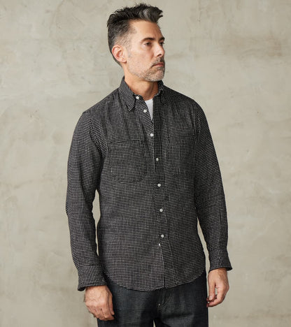 Gitman Vintage x Division Road Japanese Old Slub Checked Twill Camper - Black