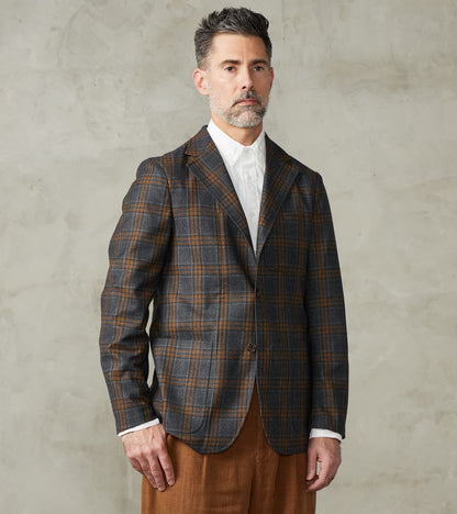 Simple Jacket- Marling & Evans® British Plaid Wool Flannel - Charcoal & Chestnut