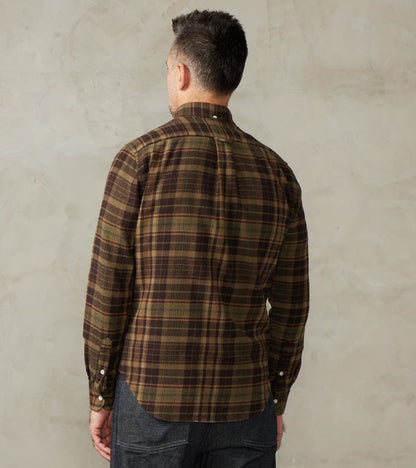 Brushed Winter Madras Check Flannel - Olive & Brown