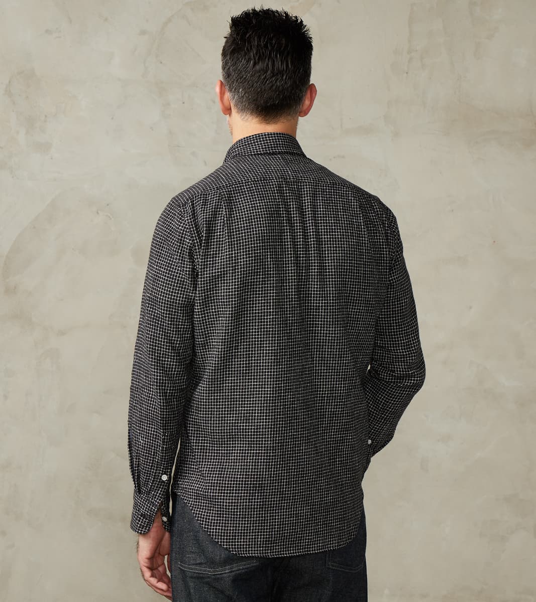Japanese Old Slub Checked Twill Camper - Black