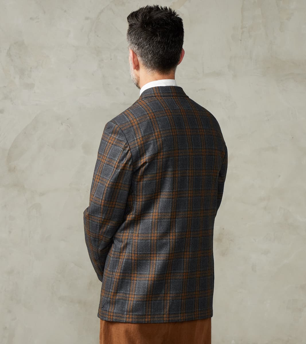 Simple Jacket- Marling & Evans® British Plaid Wool Flannel - Charcoal & Chestnut