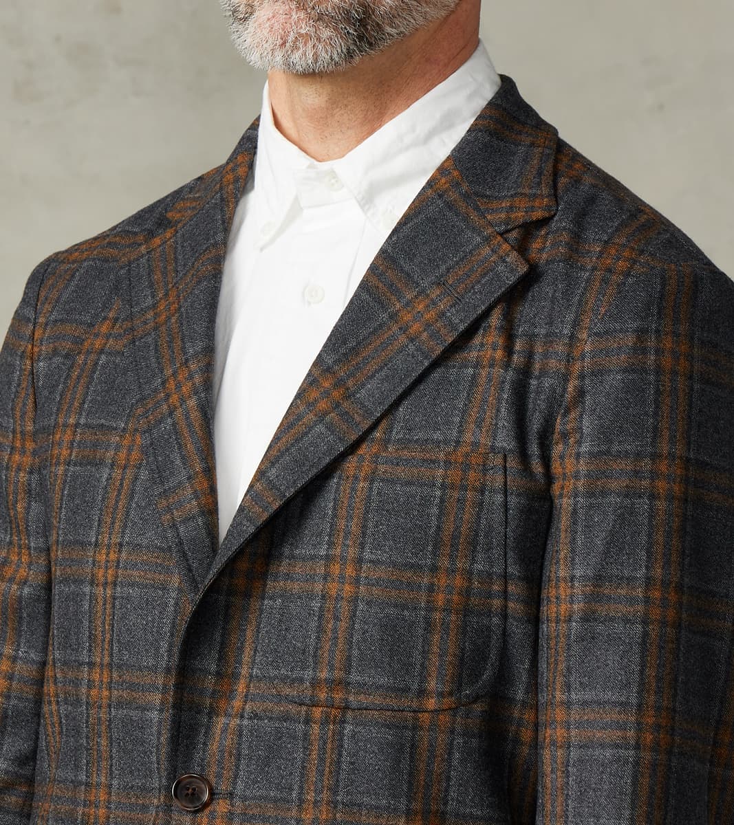 Simple Jacket- Marling & Evans® British Plaid Wool Flannel - Charcoal & Chestnut