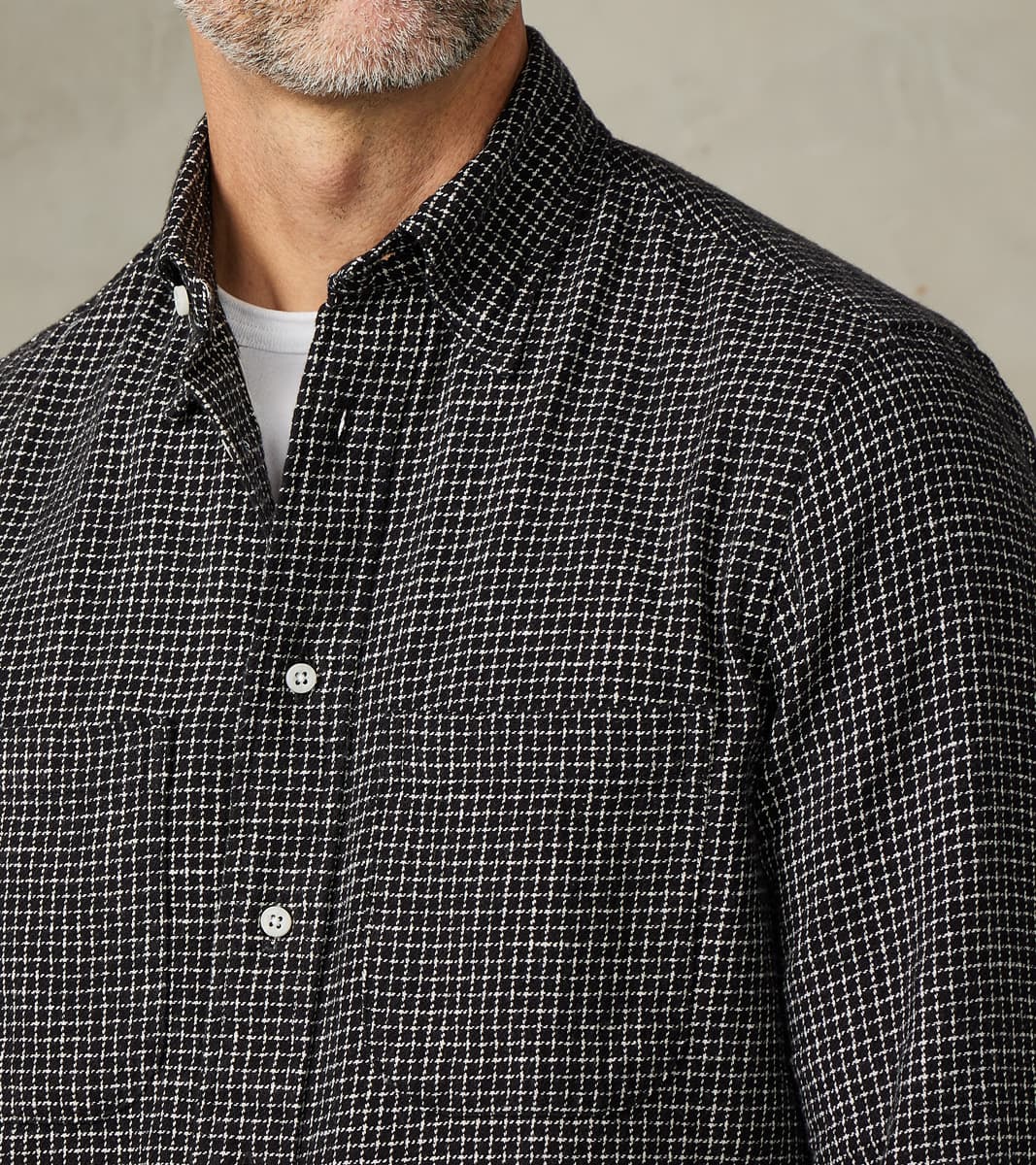 Japanese Old Slub Checked Twill Camper - Black