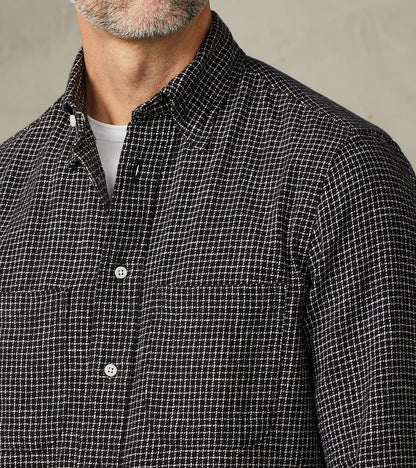 Japanese Old Slub Checked Twill Camper - Black