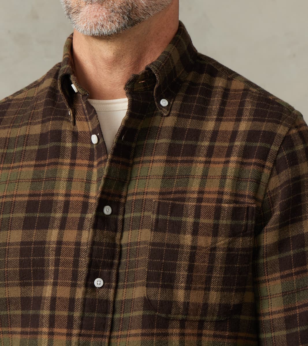 Brushed Winter Madras Check Flannel - Olive & Brown