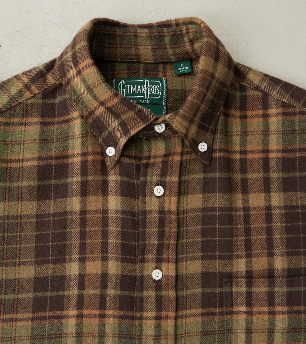 Brushed Winter Madras Check Flannel - Olive & Brown