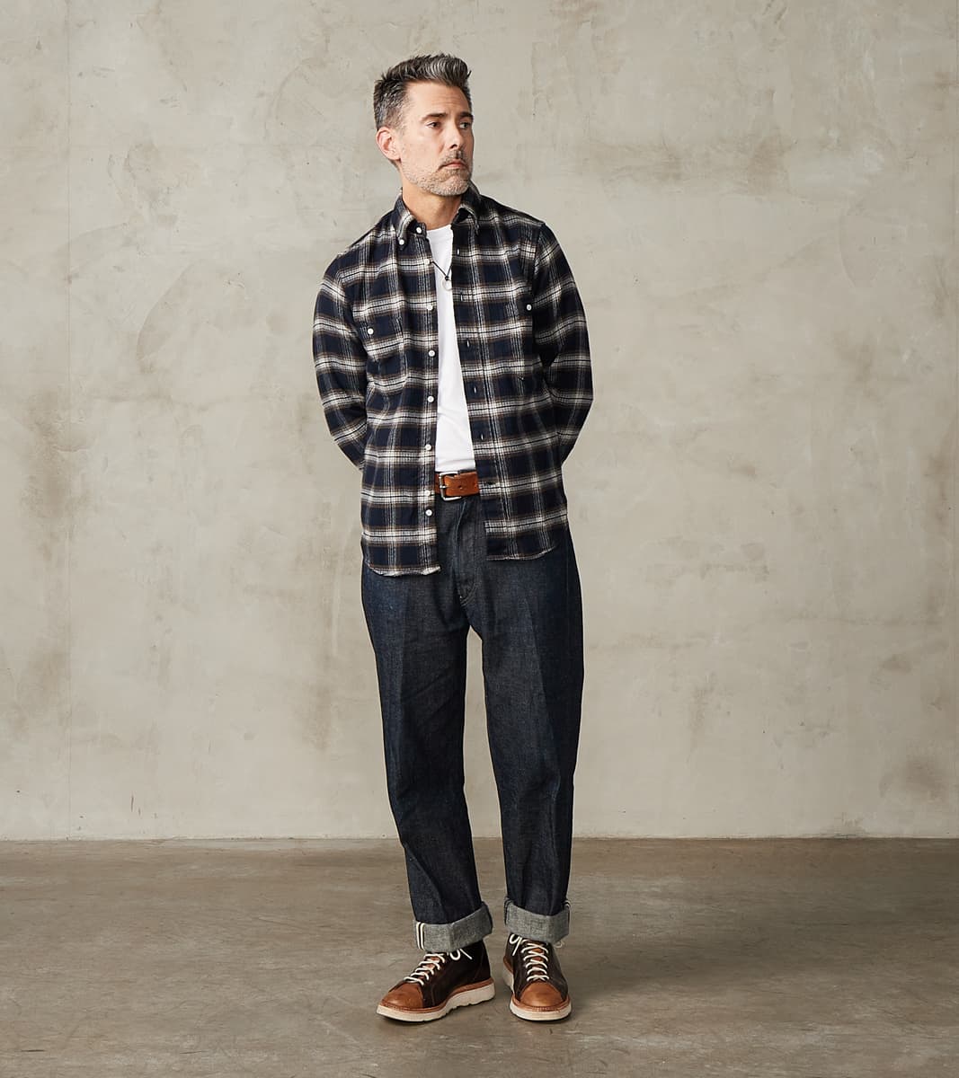 Japanese Heavy Pique Check Flannel Camper - Brown