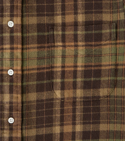 Brushed Winter Madras Check Flannel - Olive & Brown