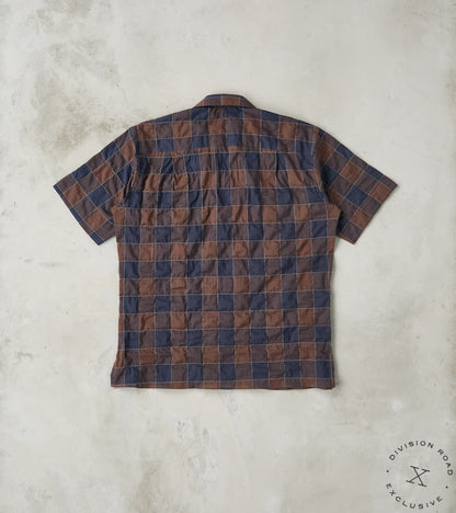 Japanese Organic Cotton Voile Checked Camp - Brown