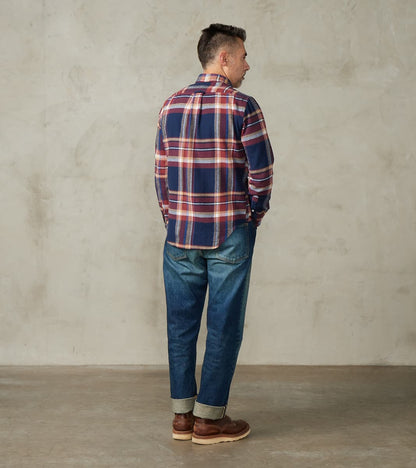 Brushed Winter Madras Check Flannel - Navy & Brick