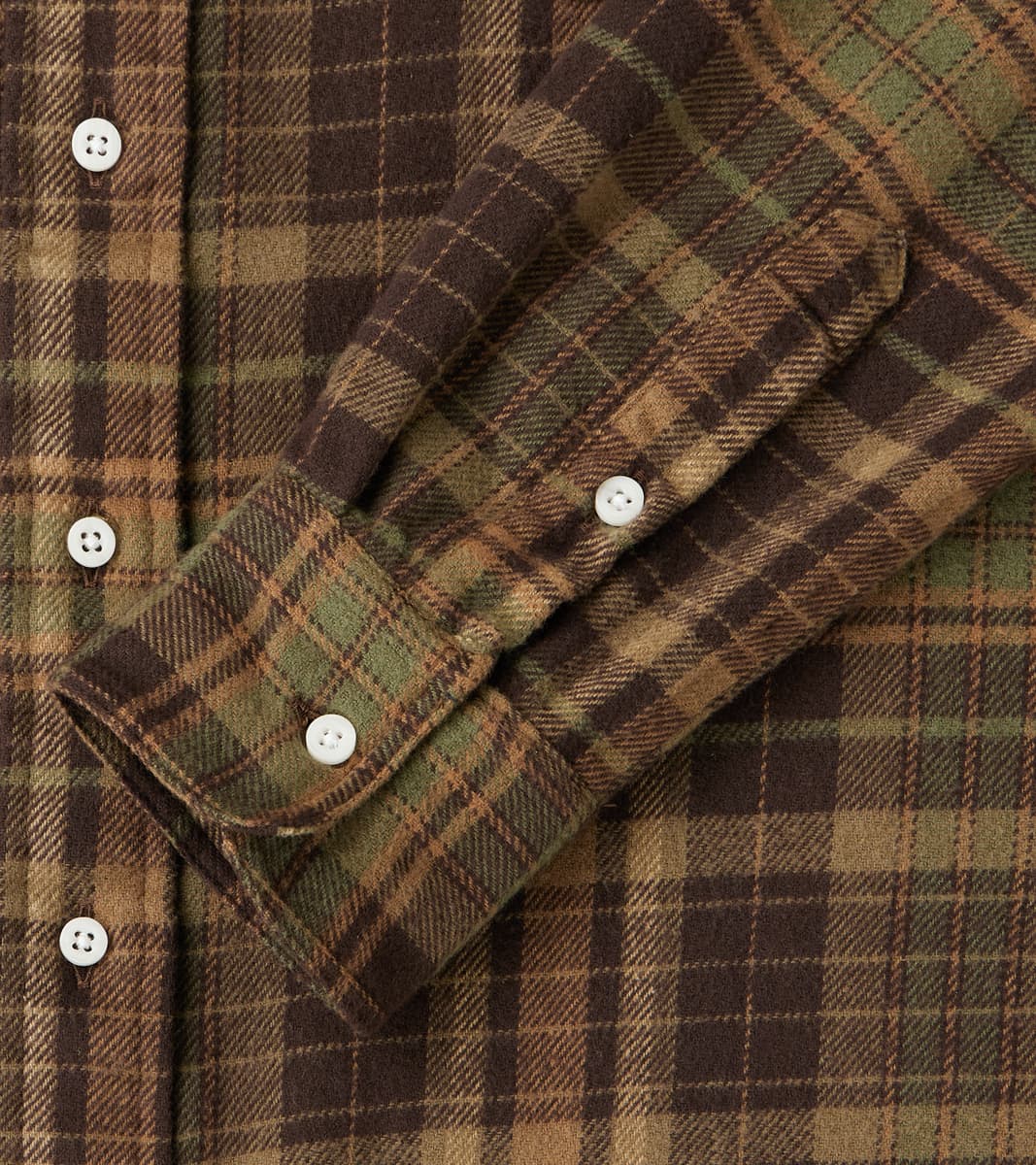 Brushed Winter Madras Check Flannel - Olive & Brown
