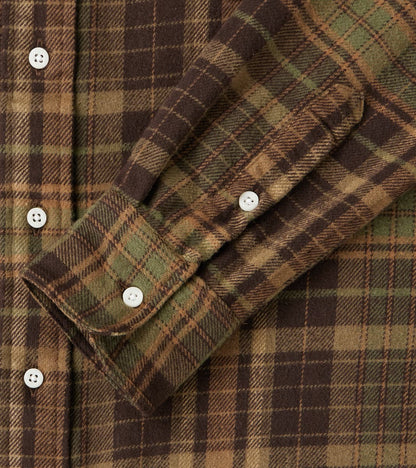 Brushed Winter Madras Check Flannel - Olive & Brown