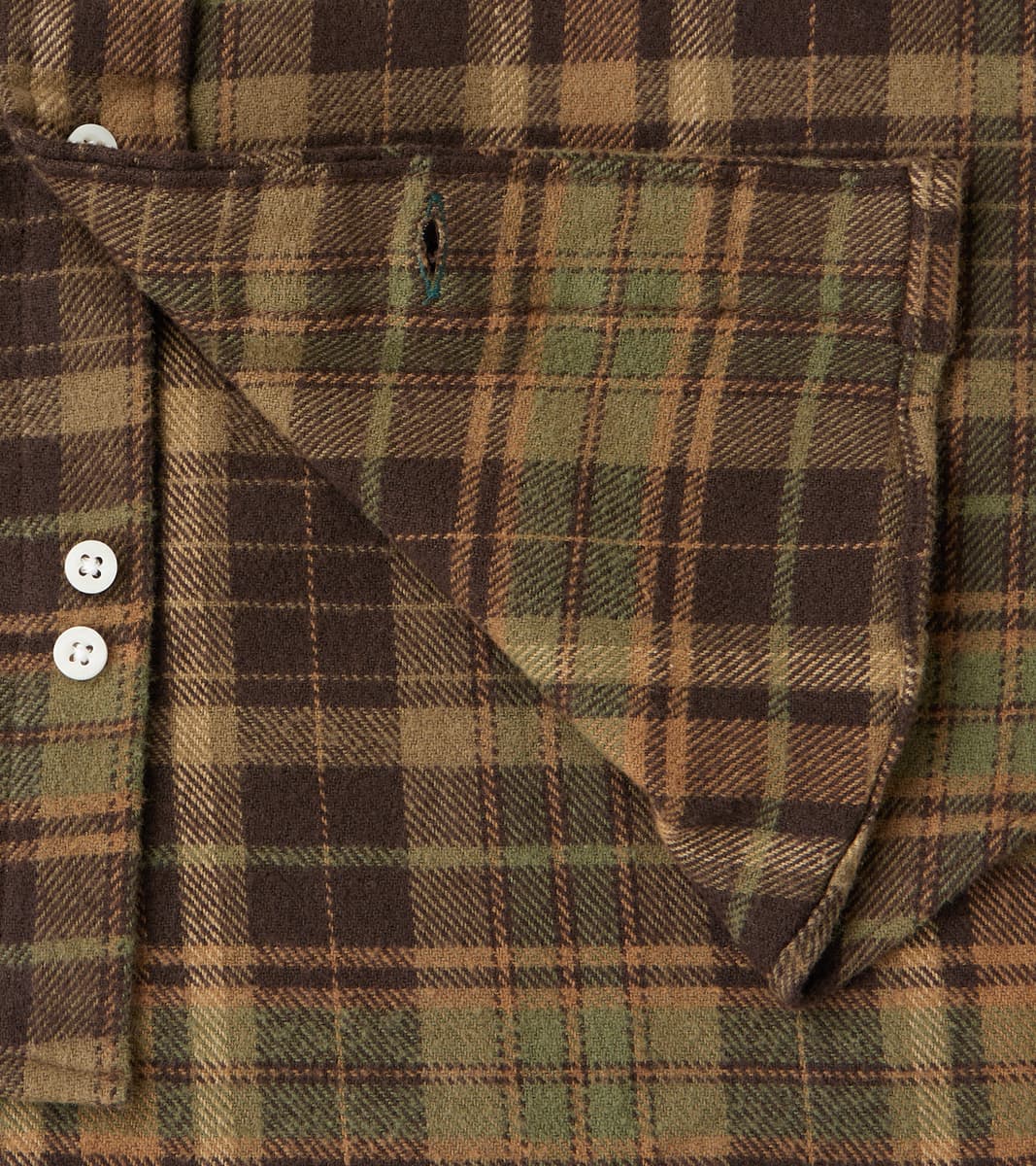 Brushed Winter Madras Check Flannel - Olive & Brown