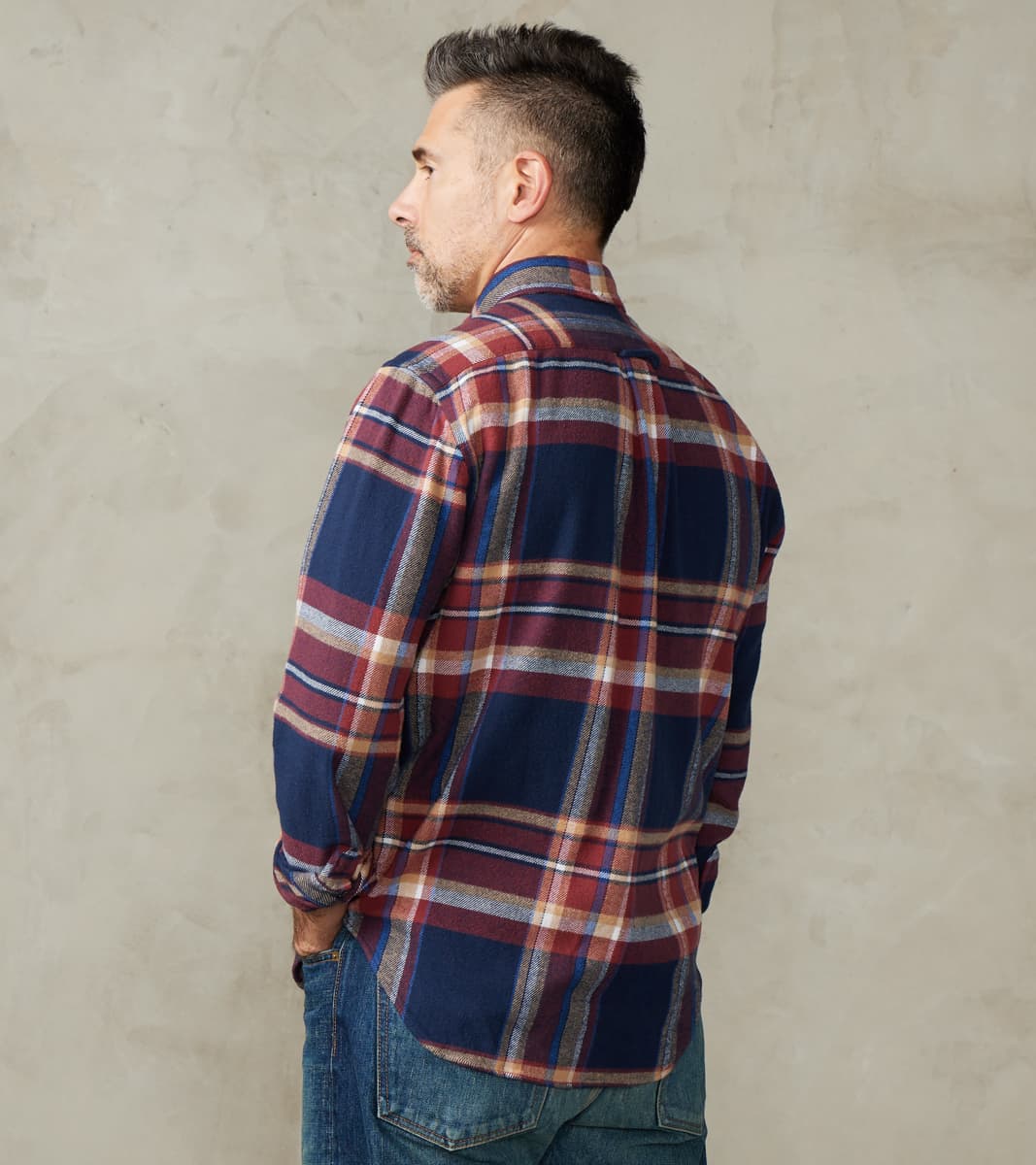 Brushed Winter Madras Check Flannel - Navy & Brick