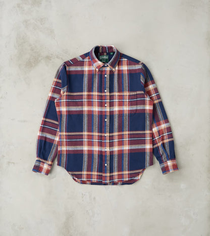 Gitman Vintage Brushed Winter Madras Check Flannel - Navy & Brick