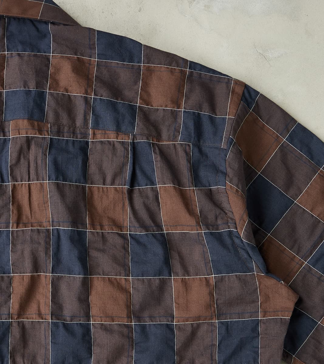 Japanese Organic Cotton Voile Checked Camp - Brown