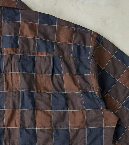 Japanese Organic Cotton Voile Checked Camp - Brown
