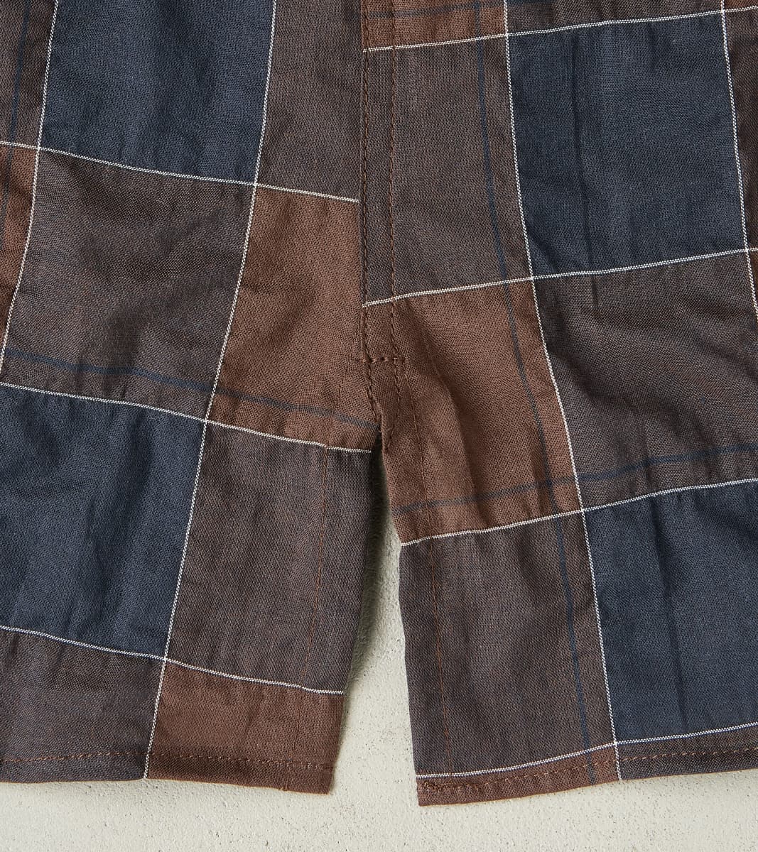 Japanese Organic Cotton Voile Checked Camp - Brown