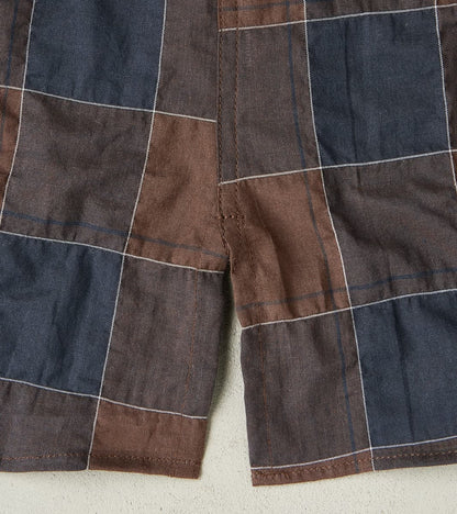 Japanese Organic Cotton Voile Checked Camp - Brown