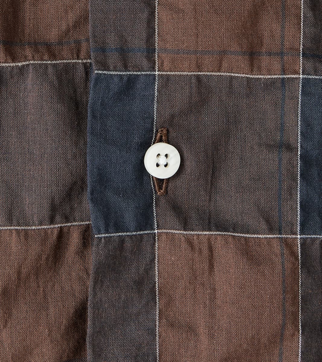 Japanese Organic Cotton Voile Checked Camp - Brown