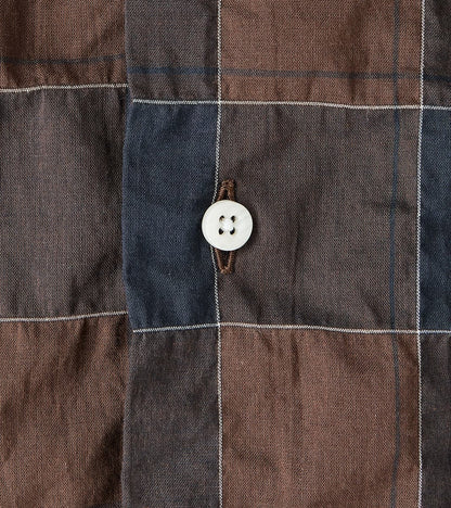 Japanese Organic Cotton Voile Checked Camp - Brown