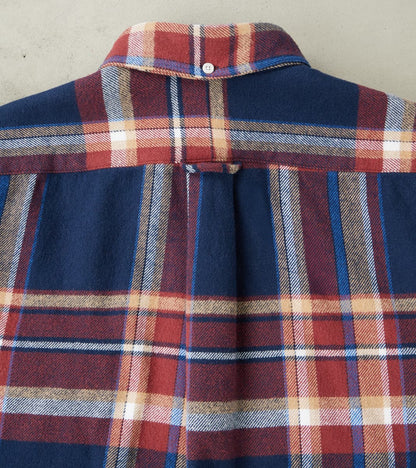 Brushed Winter Madras Check Flannel - Navy & Brick
