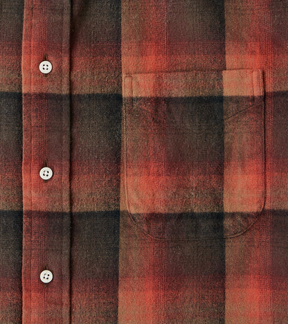 Japanese Geometric Check Shaggy Flannel - Red & Black