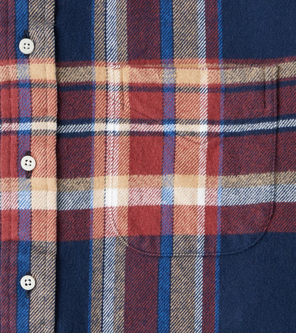 Brushed Winter Madras Check Flannel - Navy & Brick