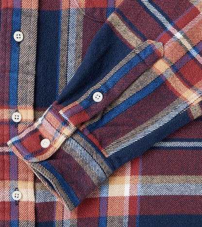 Brushed Winter Madras Check Flannel - Navy & Brick