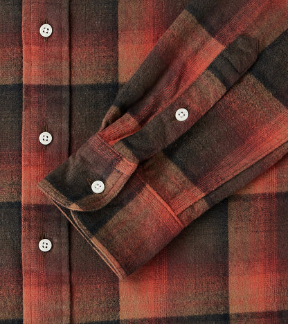 Japanese Geometric Check Shaggy Flannel - Red & Black